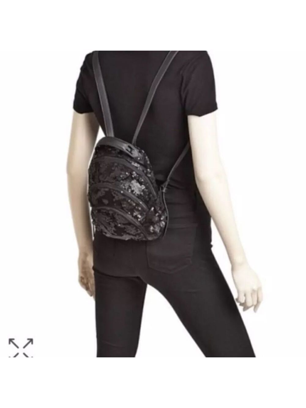 KENDALL + KYLIE Sloane Mini Small Sequin Backpack Black Bag Whimsigoth NWT